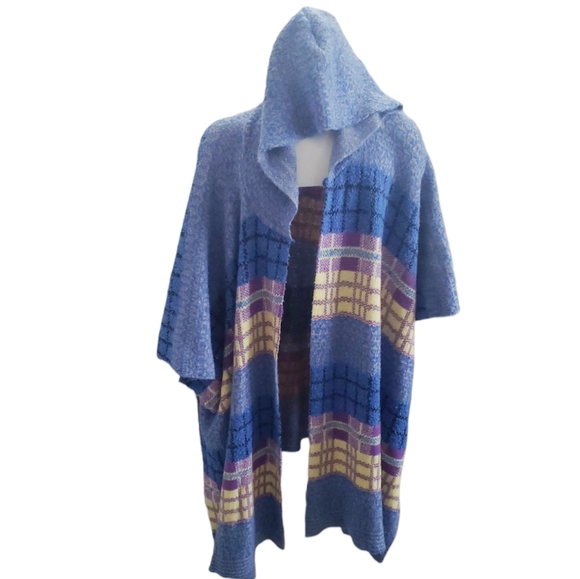 Free People Sweater Poncho Hooded Cardigan Multicolor Oversized Slouchy Soft OS - Picture 5 of 15